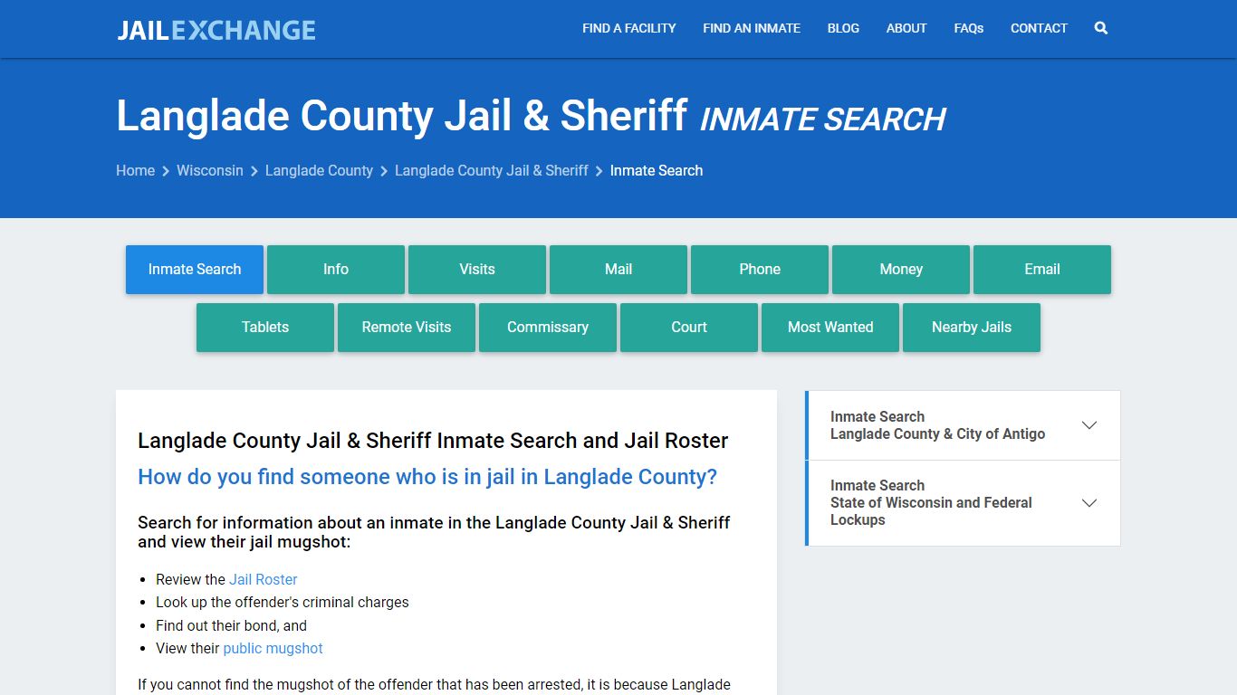 Langlade County Jail & Sheriff Inmate Search - Jail Exchange