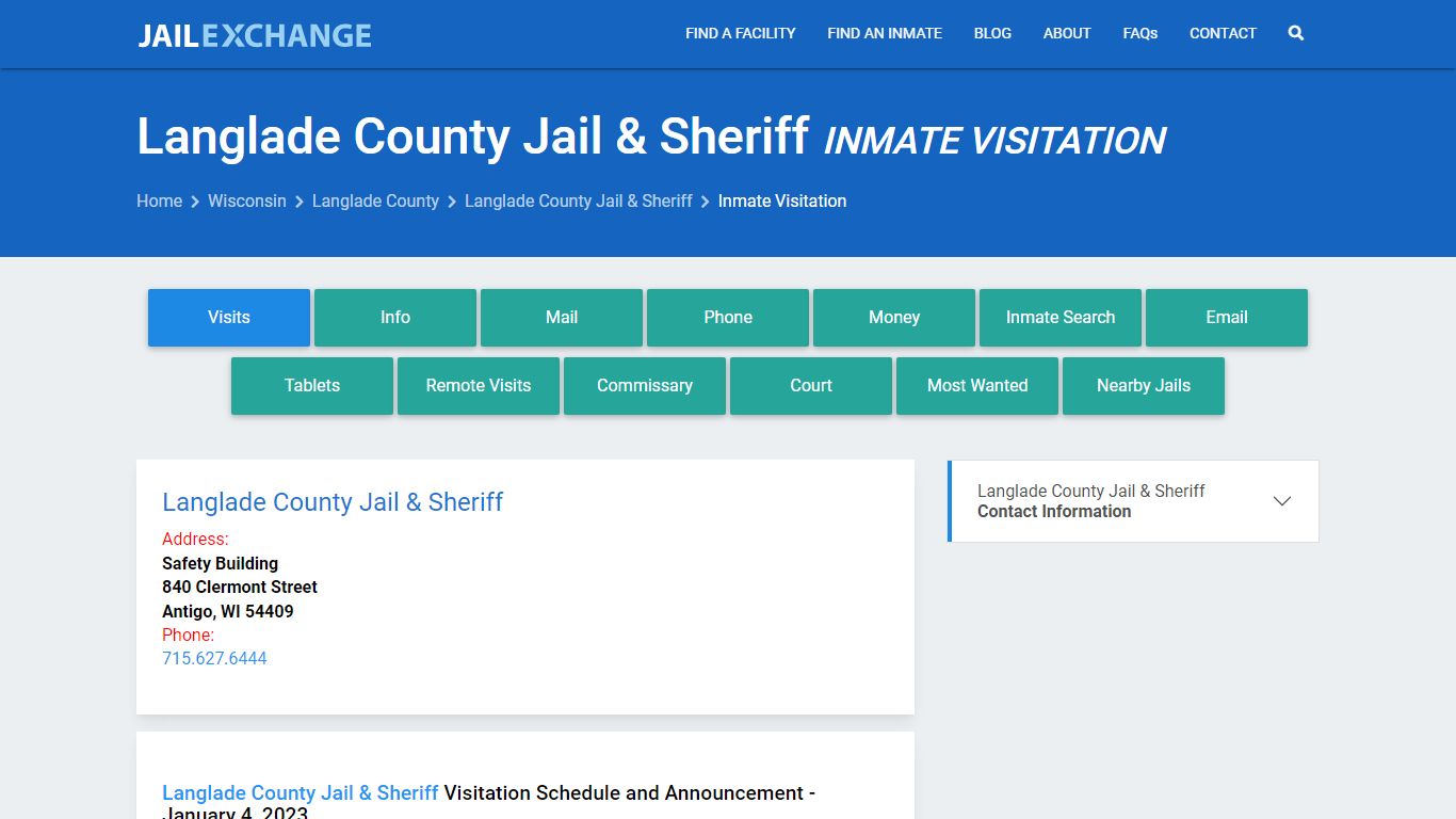 Inmate Visitation - Langlade County Jail & Sheriff, WI